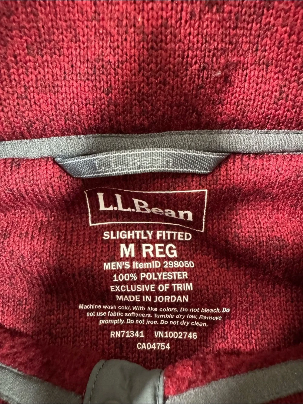LL Bean Pullover Sweater Fleece Mens Red
